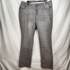 C J Banks Barely Boot‎ Womens Gray Jeans Size 14W Embroidered NWT